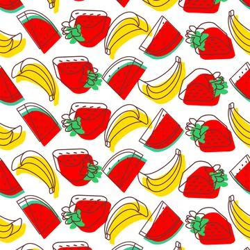 Fruits pattern seamless. Fruit isometric style set background. watermelon and Illustrazione stock