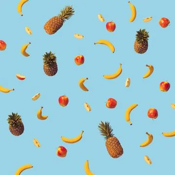 Fruits pattern visualization 3d falling Stock Illustration