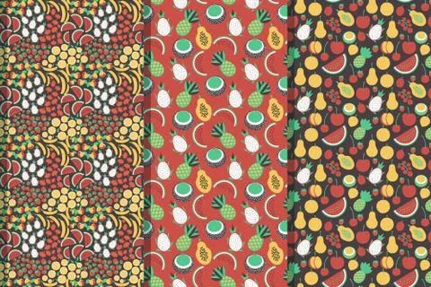 Fruits patterns set Stock Illustration
