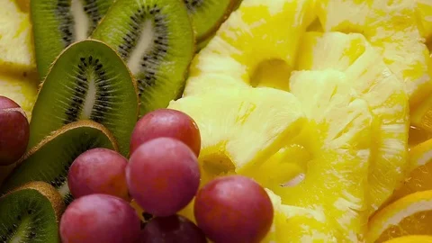 Fruits on plate Stock Footage 76135529
