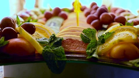 Fruits on plate Stock Footage 76135742