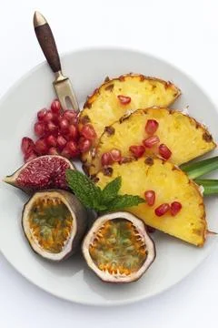 Fruits on a plate Stock Photos