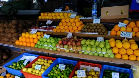 Fruits on the Port Louis market Video stock 169980853