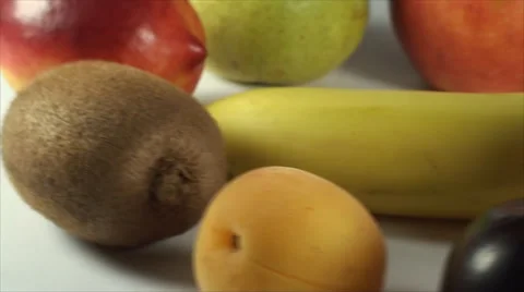 Fruits Rotating On A White Surface, Fruit, Dessert, Delicious, Bio Stock Footage 40634787