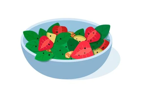 Fruits salad. flat Vector illustration. Concept of healthy eating Stock-Illustration