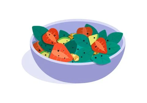 Fruits salad. flat Vector illustration. Concept of healthy eating Stock-Illustration