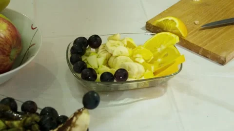 Fruits Salat With Chocolate Stock Footage 67826885