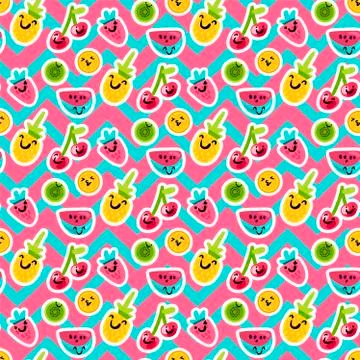 Fruits seamless color vector pattern Stock Illustration