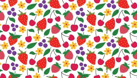 Fruits seamless pattern, decorative wallpaper with different summer fruits, s Illustrazione stock