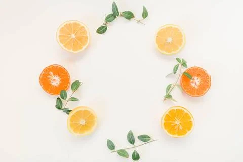 Fruits seamless pattern. Exotic citrus fruits isolated on white background... Stock Photos