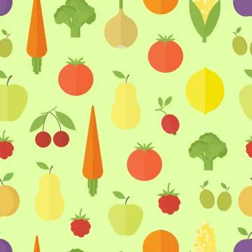 Fruits seamless pattern in flat Stock Illustration