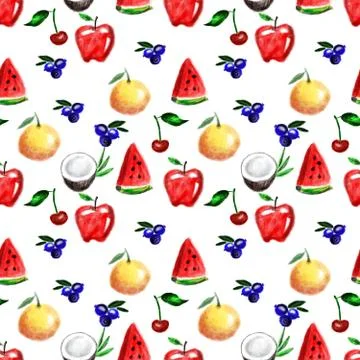 Fruits seamless pattern. Stock Illustration