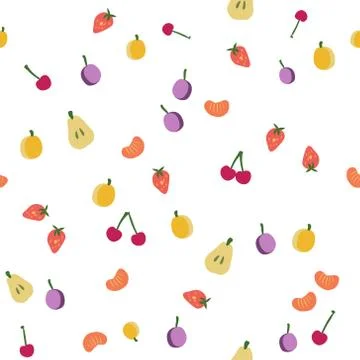 Fruits seamless pattern on white Stock Illustration