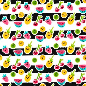 Fruits seamless vector pattern Stock Illustration