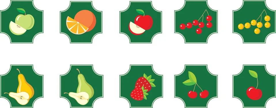 Fruits. set of icons. Stock Illustration
