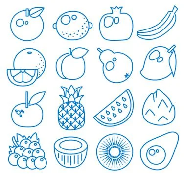 Fruits. Set of line icons. Vector illustration 스톡 일러스트