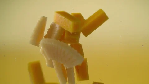  Fruits slices mango and pineapple meet and mix Stock Footage 81798823