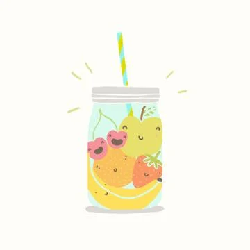 Fruits in smoothie jar. Stock Illustration