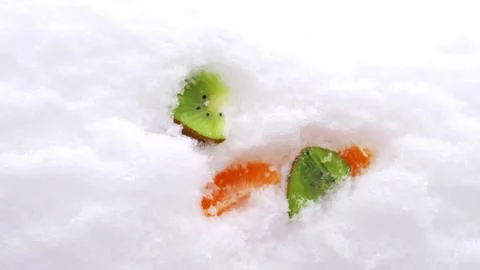 Fruits in the snow in winter Stock Footage 259504290