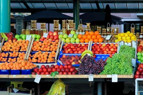 Fruits stand Stock Photos