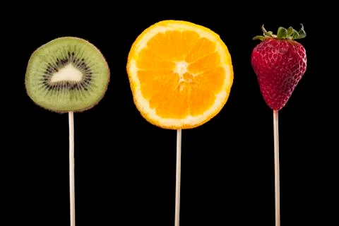 Fruits on stick Stock Photos