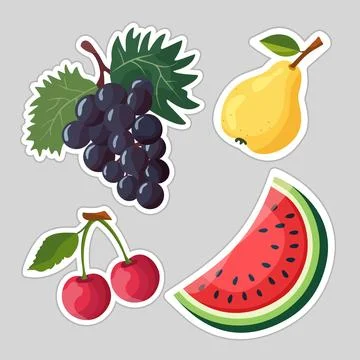 Fruits Sticker set Stock Illustration