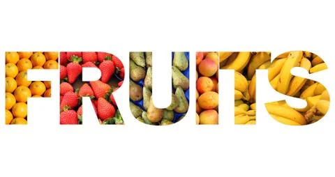 Fruits text Stock Photos