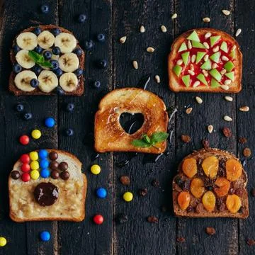 Fruits toasts Stock Photos