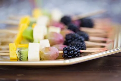 Fruits on a toothpick Foto stock