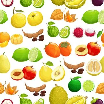 Fruits tropical pattern background, seamless fruit Stock Illustration