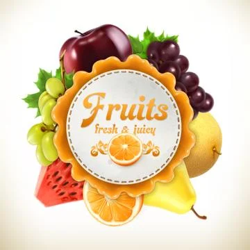 Fruits, vector label Stock Illustration