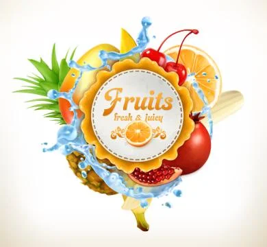 Fruits vector label Stock Illustration