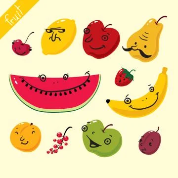 Fruits. Vector set of fruits Stock Illustration