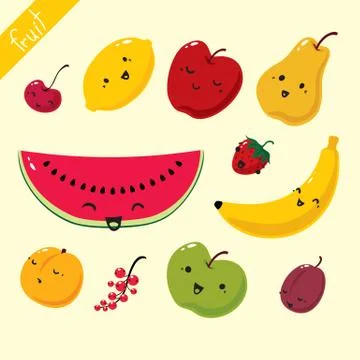 Fruits. Vector set of fruits Stock Illustration