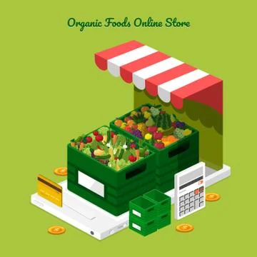 Fruits &amp; Vegetables Online Store Stock Illustration