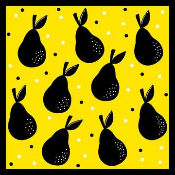 Fruits vegetables pears Vector Pattern black Stock Illustration