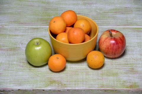 Fruits on Vintage Table Stock Photos