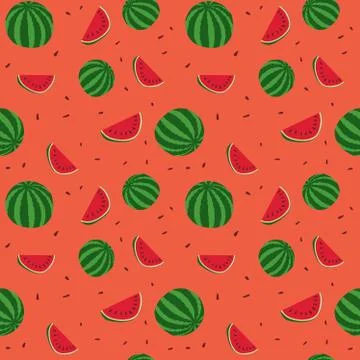 Fruits watermelon seamless patterns vector Stock Illustration