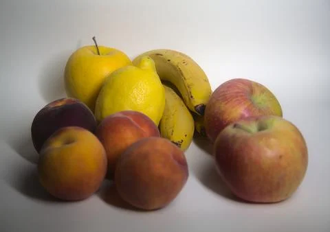 Fruits on a white background seen up close Stock Photos