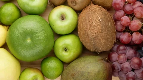 Fruits on a wooden table. Stock Footage 143192143