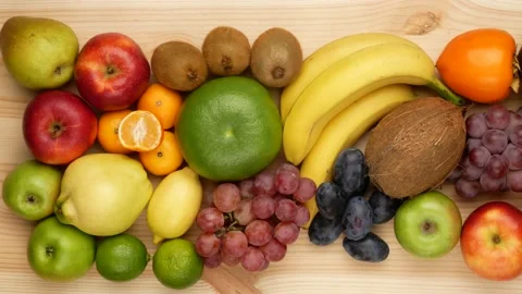 Fruits on a wooden table. Stock Footage 143501063