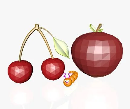 Fruits with worm low poly Stock Illustration