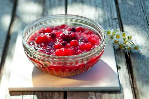 Fruity beery pudding Stock Photos