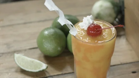 Fruity beverage served Stock Footage 90655827