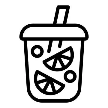 Fruity bubble tea icon outline vector. Iced bubbly beverage Stock Illustration