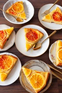 Fruity cake with oranges Stock Photos