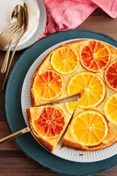 Fruity cake with oranges Stock Photos