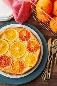Fruity cake with oranges Stock Photos