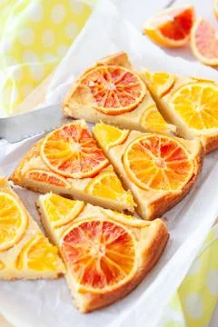 Fruity cake with oranges Stock Photos