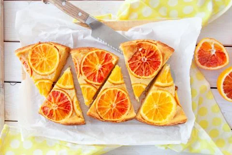 Fruity cake with oranges Stock Photos